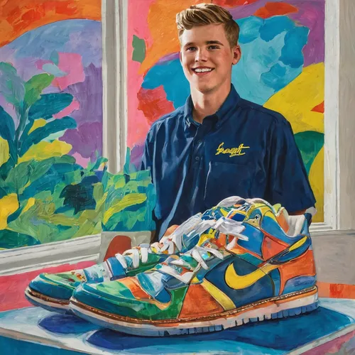 tinker,raf,painting technique,art,hand-painted,tennis shoe,mac,color pencil,sneakers,running shoe,shoe,foot model,oil on canvas,artistic,holding shoes,running shoes,hand painted,artist,shoes icon,popart,Conceptual Art,Oil color,Oil Color 25