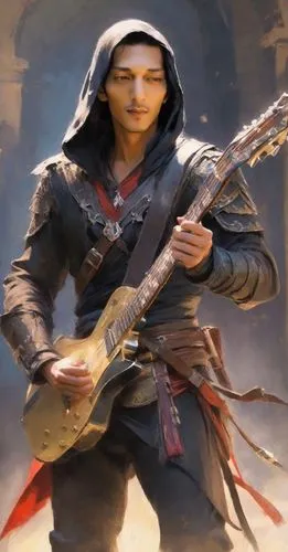 assassin,vax figure,the wanderer,female warrior,dane axe,mercenary,assassins,katana,bard,star-lord peter jason quill,male elf,balalaika,yi sun sin,musketeer,sterntaler,mulan,dagger,swordsman,robin hood,art bard,Digital Art,Impressionism