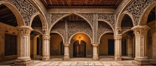 alcazar of seville,mihrab,deruta,mezquita,persian architecture,iranian architecture,umayyad palace,alhambra,arcaded,cloister,hala sultan tekke,moroccan pattern,umayyad,crypt,quasr al-kharana,seville,mudejar,sevilla,royal interior,ornate room,Art,Classical Oil Painting,Classical Oil Painting 43