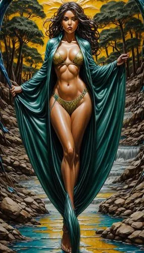 Amazon Frau und oil-Wachs-fließt-Konzeptfoto-Zeichnung fließendes acrylic waaser-Glanz-Rahmen-innerhalb ,mother earth,fantasy woman,mother nature,fantasy art,warrior woman,polynesian girl,african amer