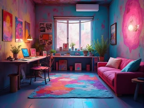 playing room,apartment,roominess,an apartment,colorful light,kids room,modern room,livingroom,the little girl's room,study room,world digital painting,digital painting,colorful background,brighthouse,room,living room,playroom,aesthetic,game room,blue room,Photography,General,Realistic