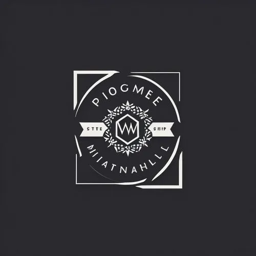 Font pattern, minimalist style, logo design motif,a black and white picture with the word picomefi in the center,middlemen,middleman,bidermann,mintmark,misalignments,millenarianism,Unique,Design,Logo 