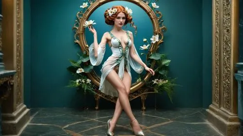 art deco woman,ceremonials,ziegfield,satine,art deco frame,burlesques