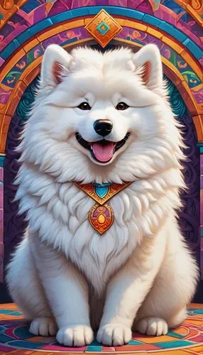 samoyed,pomeranian,dog angel,white dog,american eskimo dog,indian spitz,indian dog,german spitz klein,maltese,akita inu,chinese imperial dog,bichon frisé,chow-chow,lhasa apso,chakra,chow chow,dog,diwali banner,dog illustration,canadian eskimo dog,Illustration,Realistic Fantasy,Realistic Fantasy 42