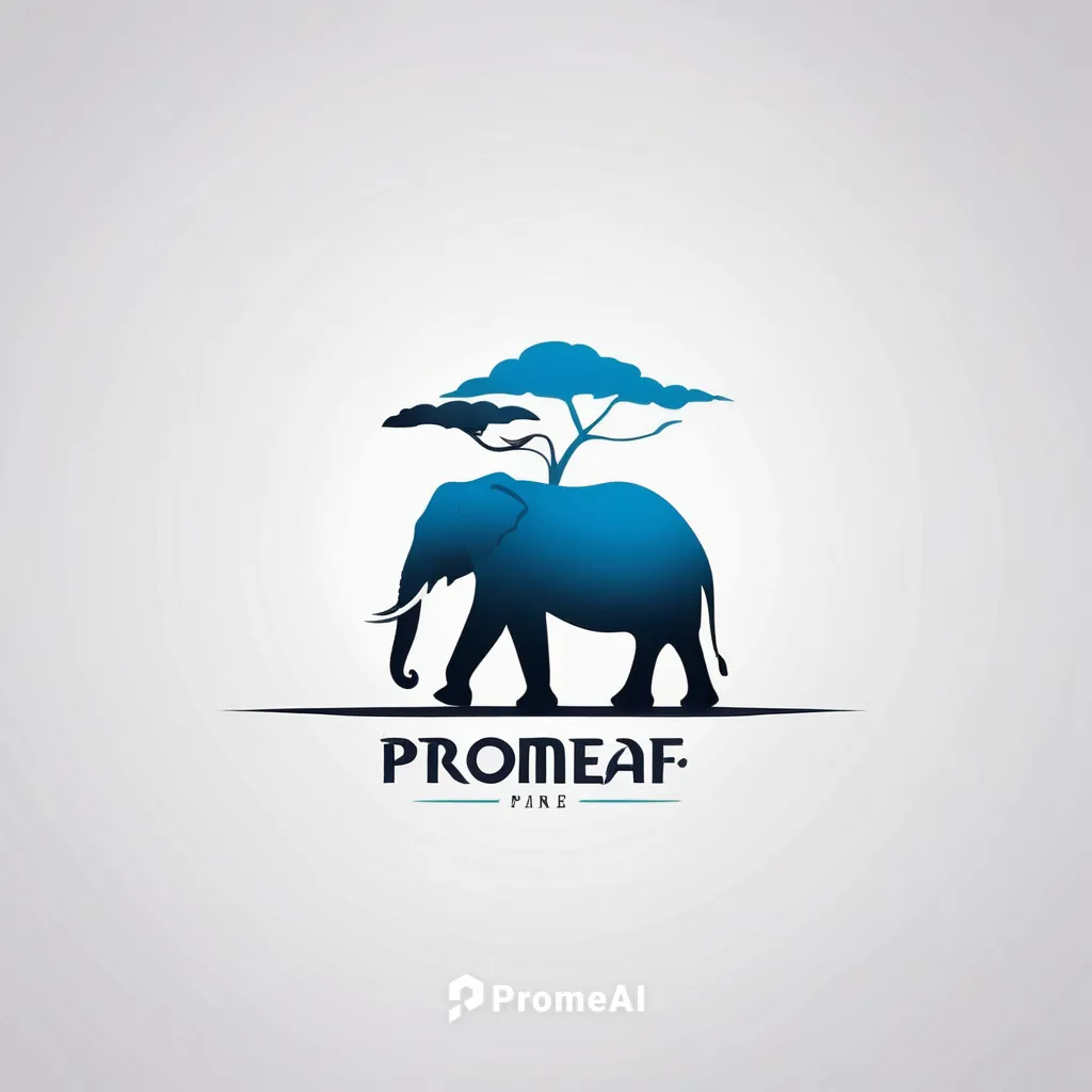 minimalist Logo for Promeai on the theme of Silhouette of elephant, vector art, flat design, white background, design composition,promontory,primacy,presbyter,prohibit,primate,dromedary,prezent,procla