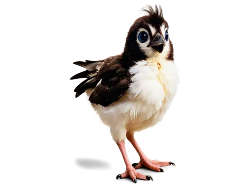 Hatchimal, baby animal, egg hatching, colorful feathers, round big eyes, small beak, soft fluffy fur, white belly, tiny wings, standing on one leg, curious expression, morning sunlight, warm color ton