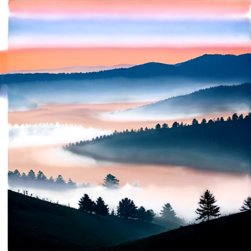 foggy landscape,sea of fog,mists over prismatic,wave of fog,mountain sunrise,foggy mountain,fog banks,mists,landscape background,mist,dense fog,fog,alpine landscape,purple landscape,morning illusion,dreamscape,veil fog,mountain landscape,virtual landscape,inversion,Illustration,Paper based,Paper Based 14