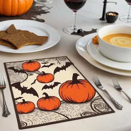 placemat,placemats,halloween coffee,halloween paper,tablecloth,halloween border