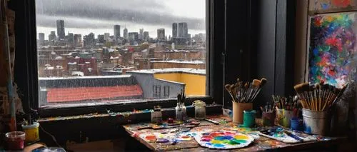 photo painting,window view,manhattan skyline,city scape,art painting,colorful city,painting technique,glass painting,meticulous painting,rainy day,colored pencil background,winter window,painter,snowy still-life,view from window,new york skyline,cityscape,art paint,world digital painting,painting work,Illustration,Black and White,Black and White 09