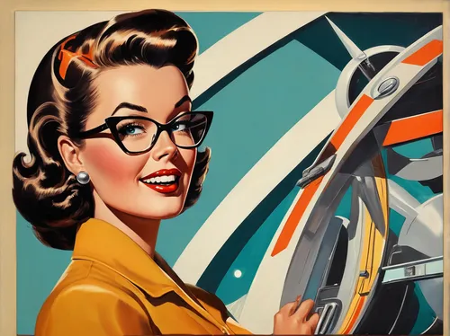 Beautiful Portraits Of Nerd Stars Look Too Good To Be Paintings,edsel,retro women,retro 1950's clip art,automotive mirror,retro woman,edsel citation,retro girl,stewardess,automotive cleaning,vintage i