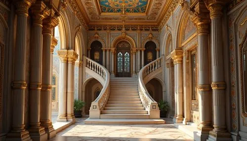 entrance hall,château de chambord,foyer,cliveden,hallway,harlaxton,enfilade,cochere,mirogoj,dolmabahce,royal interior,certosa di pavia,highclere castle,orangery,ritzau,hermitage,corridor,versailles,archly,staircase,Photography,General,Realistic