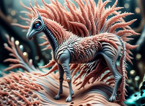 mandelbulb,pterois,red crinoid,echidna,lionfish,cnidarian,hippocampus,sea anemone,lion fish,terrestrial animal,anthropomorphized animals,pennisetum,echinoderm,waxworm,spiny,feathers bird,siamese fighting fish,fractalius,symbiotic,betta