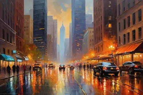 cityscapes,cityscape,city scape,oil painting on canvas,skyscrapers,wall street,oil painting,evening city,art painting,street lights,levinthal,manhattan,kinkade,photorealist,night scene,atmospheres,evening atmosphere,new york,gordeev,newyork,Conceptual Art,Oil color,Oil Color 22