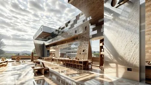 snohetta,zumthor,cube stilt houses,bjarke,3d rendering,render