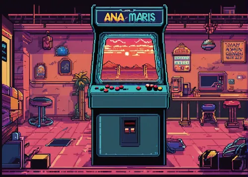 retro diner,arcade,arcade game,neon arrows,arcades,arcade games,game room,pinball,convenience store,neon coffee,retro background,soda shop,retro styled,jukebox,atari lynx,pixel cells,gas-station,pixel art,gas station,neon drinks,Unique,Pixel,Pixel 04