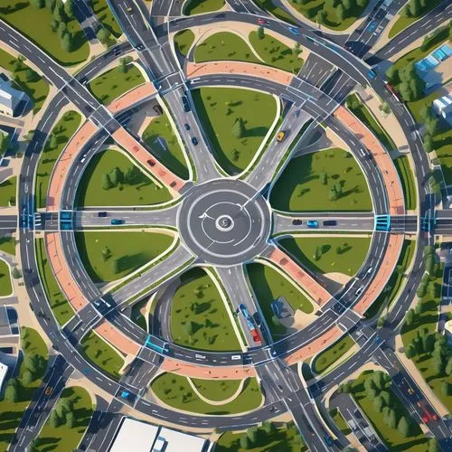 highway roundabout,roundabout,roundabouts,interchange,intersection,interchanges,Unique,3D,Isometric