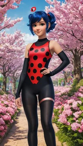 ladybug,japanese sakura background,pollina,bayumi,lady bug,polka,Photography,General,Natural