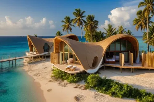 THATCHED ROOF MALDIVES LUXURIOUS RESORT ON BEACHFRONT WITH SAND , THATCHED ROOF FINISH,maldives mvr,holiday villa,dunes house,cube stilt houses,maldives,eco hotel,beach resort,luxury property,floating