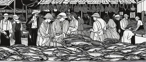 Cynthia Croley, Reflections on a Fish Market,fish market,vegetable market,fishmonger,butcher shop,the market,pilgrims,vendors,fruit market,market vegetables,greengrocer,farm workers,market,large marke