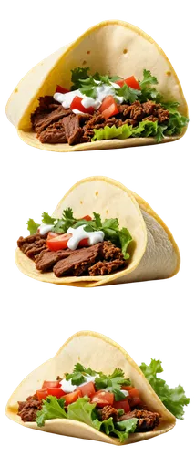 Mexican food, solo, crispy taco shell, seasoned beef, lettuce, diced tomatoes, sour cream, shredded cheese, cilantro, colorful, realistic, vibrant colors, shallow depth of field, soft natural light, 3