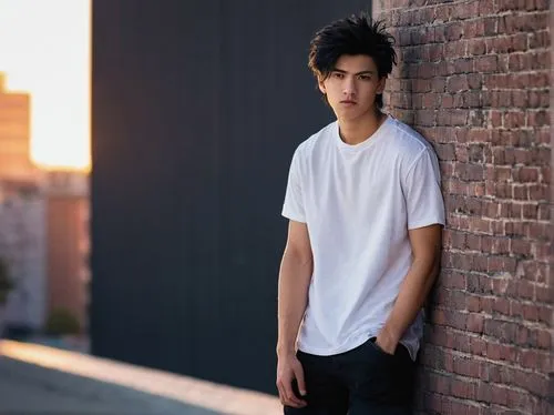 boy model,young model,male model,highline,white shirt,asian semi-longhair,modeling,gap kids,lukas 2,jacob,ryan navion,austin stirling,khoa,handsome model,polo shirt,rooftops,brick background,austin morris,young man,skater,Photography,Black and white photography,Black and White Photography 06