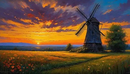 windmill,dutch windmill,the windmills,wind mill,windmills,old windmill,historic windmill,molen,dutch landscape,moulin,rural landscape,wind mills,quixote,pittura,landscape background,farm landscape,dmitriev,the netherlands,painting technique,holland,Conceptual Art,Oil color,Oil Color 06