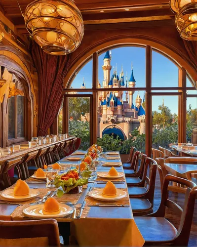 disney castle,sleeping beauty castle,breakfast room,the disneyland resort,fairy tale castle,fine dining restaurant,fairytale castle,disneyland park,shanghai disney,walt disney world,disney world,cinderella's castle,dining room,alpine restaurant,magic castle,dining,disneyland,a restaurant,disney,exclusive banquet,Art,Classical Oil Painting,Classical Oil Painting 42