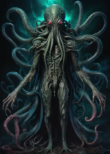 supernatural creature,calamari,ringed-worm,cnidaria,gorgon,cuthulu,octopus,kraken,sea god,tentacles,iridigorgia,deep sea nautilus,medusa gorgon,cephalopod,cnidarian,hinnom,organism,god of the sea,giant squid,deep sea,Illustration,Realistic Fantasy,Realistic Fantasy 47