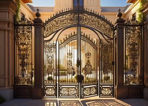 gated,front gate,beverly hills hotel,ornamental dividers,garden door,entrada,iron gate,entranceway,entryway,entrances,front door,wrought iron,gates,wood gate,metal gate,ritzau,iron door,beverly hills,metallic door,art nouveau frame,Conceptual Art,Sci-Fi,Sci-Fi 19