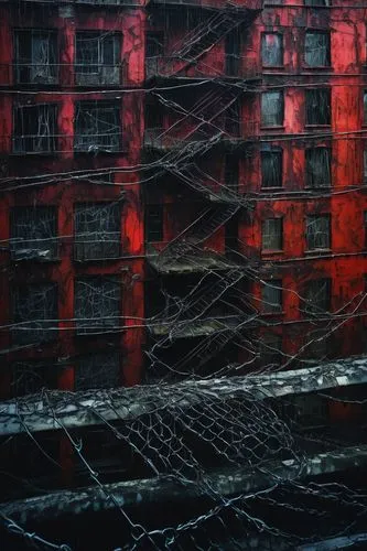 gunkanjima,red matrix,inferno,scampia,slum,tarkovsky,industrial ruin,dereliction,lost place,norilsk,red light,abandono,docks,fire escape,vermilion,abandonded,kurilsk,raimi,redoctane,redlined,Conceptual Art,Oil color,Oil Color 05