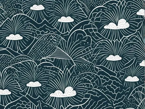 blue and white leaves and clouds print,umbrella pattern,mermaid scales background,background pattern,paper clouds,tropical floral background,rain clouds,Illustration,Black and White,Black and White 04