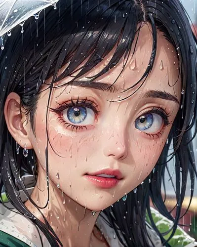 rainy,in the rain,rain,wet girl,heterochromia,raindrops,rainy day,umbrella,walking in the rain,rainy season,raindrop,worried girl,light rain,girl portrait,rain shower,cherry blossom in the rain,weather-beaten,raining,portrait background,after rain,Anime,Anime,Traditional