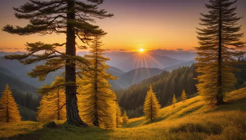 larch forests,larch trees,coniferous forest,temperate coniferous forest,mountain meadow,tropical and subtropical coniferous forests,mountain sunrise,golden trumpet trees,yellow fir,spruce-fir forest,carpathians,mountain landscape,meadow landscape,salt meadow landscape,larch tree,fir forest,meadow and forest,spruce forest,autumn mountains,yellow mountains,Photography,Documentary Photography,Documentary Photography 13