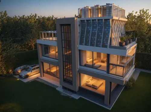 
,an aerial view of a residential building at dusk,3d rendering,cubic house,cube stilt houses,sky apartment,penthouses,residential tower,dovecotes,inverted cottage,renders,revit,render,dunes house,blo