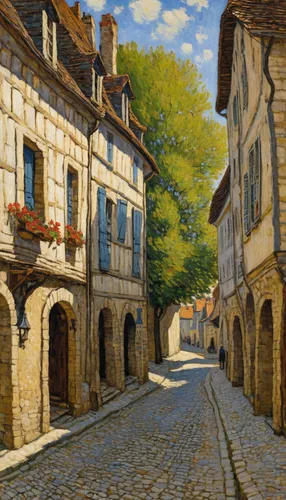 medieval street,narrow street,the cobbled streets,dordogne,l'isle-sur-la-sorgue,village street,street scene,moret-sur-loing,france,stone houses,arles,le mans,the old town,medieval town,cobblestone,old village,village scene,provence,cobblestones,old quarter,Conceptual Art,Daily,Daily 04