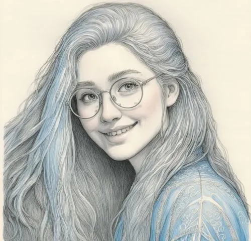 with glasses,color pencil,girl portrait,artist portrait,girl drawing,digital drawing