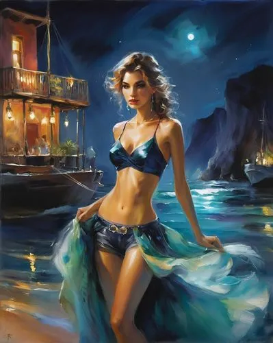 the sea maid,amphitrite,sea fantasy,fantasy picture,donsky,fantasy art,Illustration,Paper based,Paper Based 11