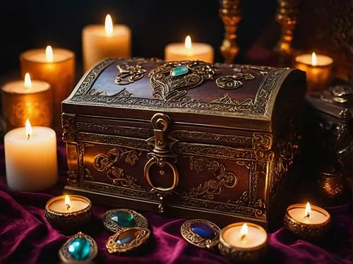 treasure chest,music chest,grave jewelry,magic grimoire,treasures,eight treasures,divination,trinkets,pirate treasure,music box,lyre box,card box,nightstand,writing accessories,vanitas,antiquariat,gift of jewelry,attic treasures,treasure hunt,treasure,Art,Artistic Painting,Artistic Painting 21