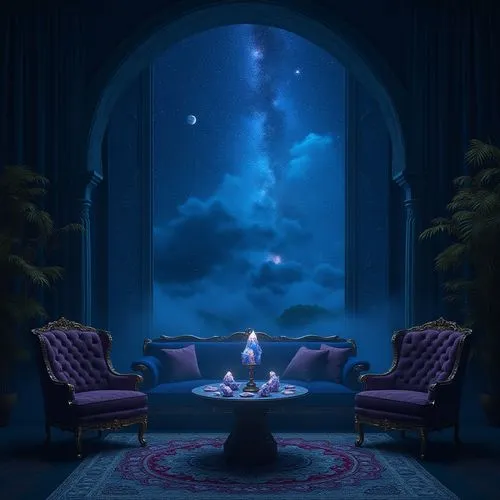 fireplace,blue room,romantic night,soir,indigo,persian norooz,the night sky,livingroom,fireplaces,starry night,night stars,fantasy picture,night sky,fire place,living room,sanctum,campfire,alcove,night scene,3d background,Photography,General,Realistic