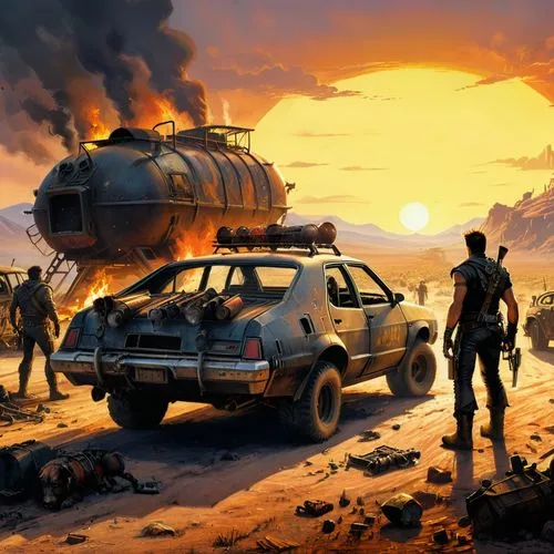 postapocalyptic,post apocalyptic,mad max,caravan,post-apocalyptic landscape,sci fiction illustration,Conceptual Art,Sci-Fi,Sci-Fi 01