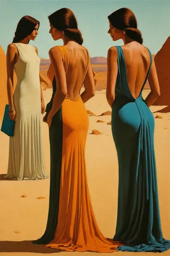 the three graces,vintage art,namib,four seasons,1940 women,beautiful african american women,carol m highsmith,golden sands,young women,orange robes,admer dune,women's clothing,retro women,dunes,art deco woman,the sand dunes,dune,namib rand,oil painting on canvas,peruvian women,Conceptual Art,Sci-Fi,Sci-Fi 17