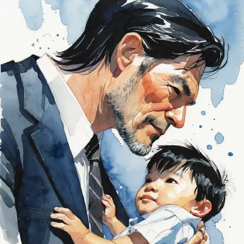 struzan,riario,father's love,dargaud,father,fatherhood,Illustration,Paper based,Paper Based 07