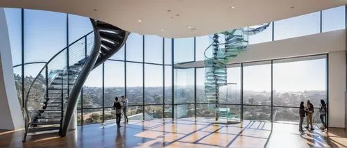 glass wall,outside staircase,structural glass,hearst,spiral staircase,winding staircase,staircases,steel stairs,staircase,glass facade,spiral stairs,stairwell,safdie,modern office,interior modern design,circular staircase,luxury home interior,snohetta,glass building,stairwells,Illustration,Black and White,Black and White 06