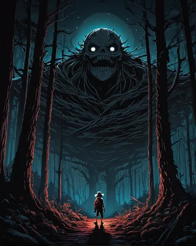 haunted forest,et,halloween poster,it,dark art,hollow way,forest man,game illustration,forest dark,encounter,black forest,bogeyman,game art,sci fiction illustration,vader,glowworm,dark world,the wanderer,cg artwork,adventure game,Illustration,Realistic Fantasy,Realistic Fantasy 25