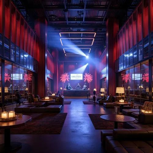 nightclub,warehouse,factory hall,spaceland,dojo,industrial hall,nightclubs,night view of red rose,speakeasy,event venue,stage design,susukino,steamworks,deckard,emporium,speakeasies,arktika,graecorum,bladerunner,drive in restaurant