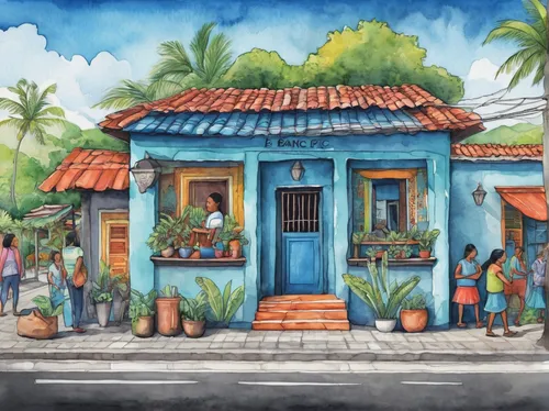 watercolor shops,watercolor cafe,cuba background,cuban food,watercolor tea shop,aruba,nicaraguan cordoba,puerto rican cuisine,antigua,carribean,caribbean,colored pencil background,curacao,curaçao,coconut grove,belize,the caribbean,stone town,san juan,dominican republic,Illustration,Abstract Fantasy,Abstract Fantasy 07