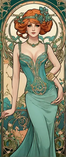 art nouveau,art nouveau design,mucha,art nouveau frame,art nouveau frames,nami,merida,rusalka,art deco woman,venetia,celtic queen,siren,flora,mermaid vectors,the sea maid,water nymph,transistor,virgo,merfolk,mermaid background,Illustration,Retro,Retro 13