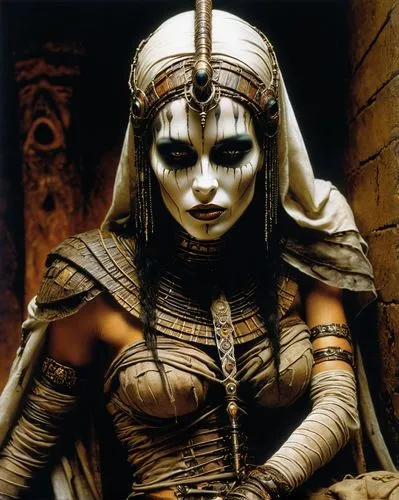 ancient egyptian girl,mummy,warrior woman,female warrior,priestess,dark elf,cleopatra,maat mons,sphinx pinastri,artemisia,the enchantress,evil woman,voodoo woman,jaya,fantasy woman,ancient egyptian,celtic queen,horus,sphinx,egyptian,Illustration,Realistic Fantasy,Realistic Fantasy 06