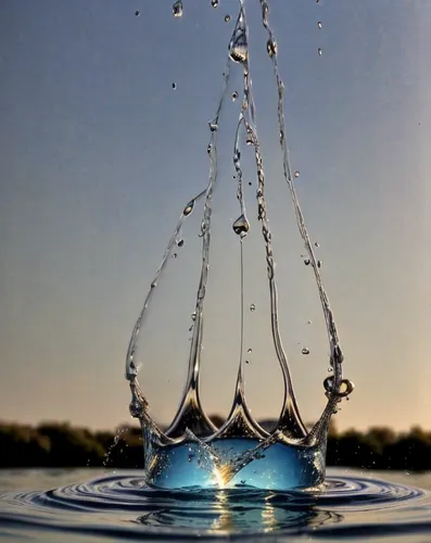 ein Wassertropfen, der ins Wasser fällt und eine Wasserkrone bildet,drop of water,waterdrop,water droplet,water drop,a drop of water,mirror in a drop,water drops,drops of water,water splash,water disp