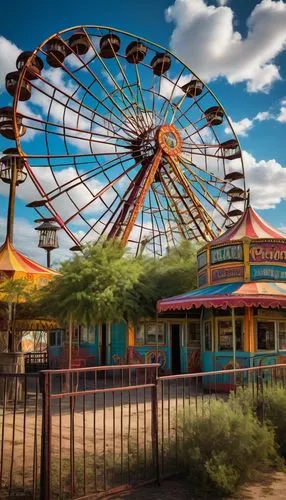 fairground,amusement park,joyland,zamperla,funland,ferris wheel,tucumcari,playland,carousel,high wheel,funfairs,carrousel,toontown,landfair,funfair,westonzoyland,roue,barnstormer,fairplex,storyland,Illustration,Retro,Retro 26